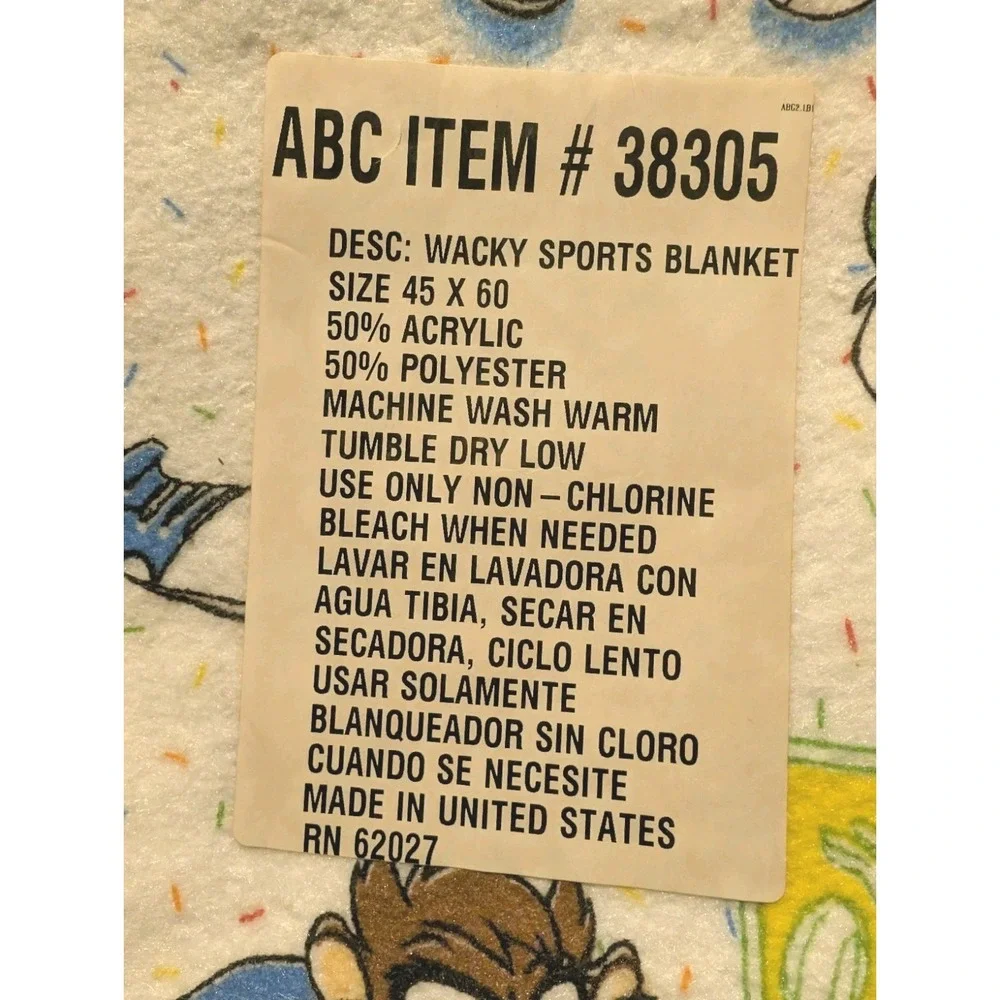 Vintage Looney Tunes Blanket Sports Bugs Bunny Taz Marvin Martian 45
